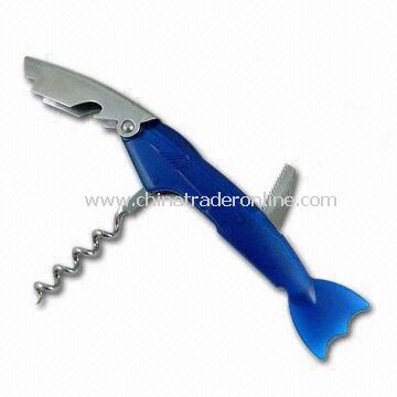 Fish-shaped Can Opener with Knife, Made of Stainless Steel, Available in Various Colors