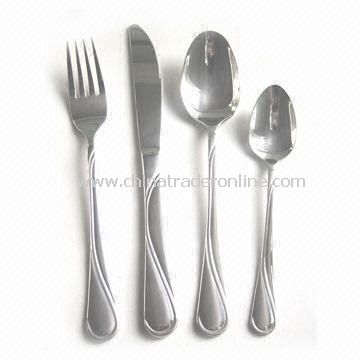 Mirror-polished Flatware Set, Includes Spoon, Fork, Teaspoon, Cake Fork, and Dinner Knife