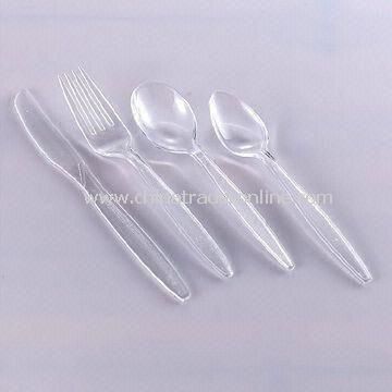 Disposable Plastic Cutlery, Comes with Knife, Fork, Teaspoon, and Soup Spoon
