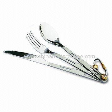 Outdoor Three-Piece Cutlery Set, Made of Stainless Steel