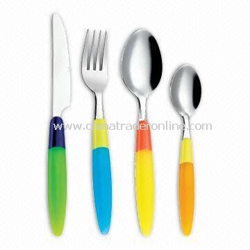 Plastic Handle Cutlery Set with Colorful Handle, Different Colors are Available