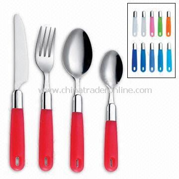 Plastic Handle Cutlery Set with Colorful Handle from China