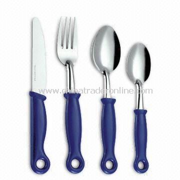 Stainless Steel Cutlery Set, Logo Printing on Handle is Available with Plastic Handle
