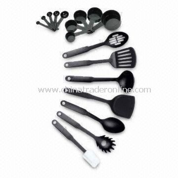 Nylon Utensil Set with Net Bag, Includes Spaghetti, Skimmer, Soup Ladle and Measuring Spoon from China