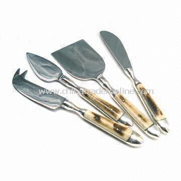 Polish Finish Kitchen Utensils, Made of Stainless Steel, Brass and Bone, Set of Four