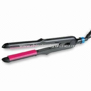 2-in-1 straightening and curling tongs with regulate switch temperature control.