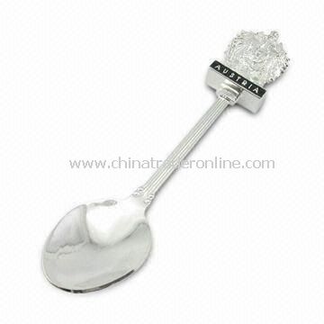 Souvenir Spoon with Silver-plated, Made of Zinc Alloy, Stainless Steel, Customized Sizes Accepted