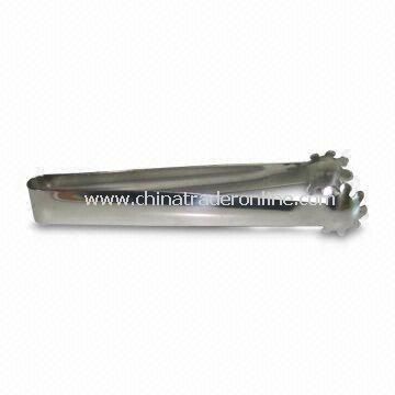 Stainless Steel Ice Tongs with Mirror Surface Finish, Customized Logos are Accepted