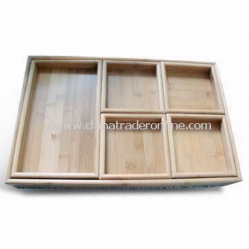 6-piece Bamboo Tray Set in Lacquer Finish, Customized Sizes are Accepted from China