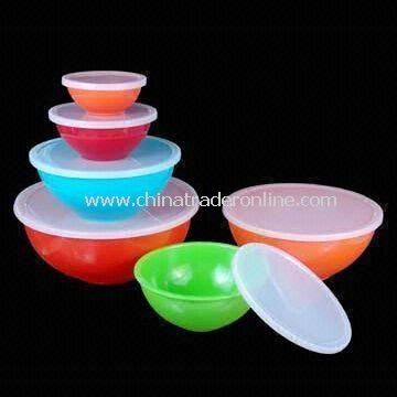 6-piece Serving Bowl Set with PE Lid Set, Made of Melamine, Available in Assorted Colors