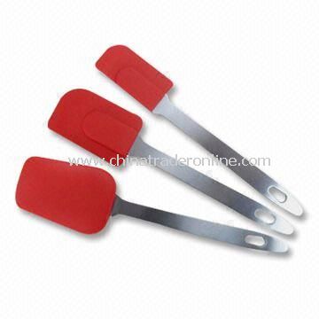 100% Silicone Spatula Set with Stainless Steel Handle