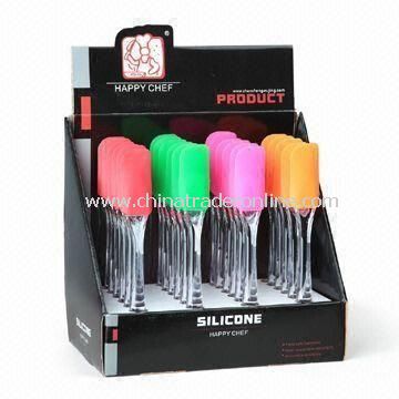 Full Silicone Small Spatulas with Transparent Handle, Measures 23.2 x 3.4 x 1.2cm