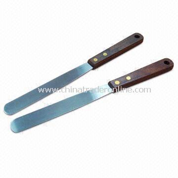 Promotional Pill Spatulas with Total Length of 22cm, Made of Wood and Stainless Steel