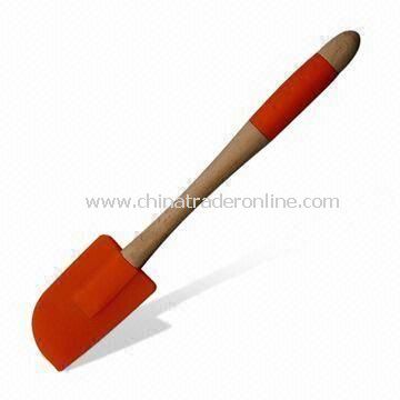 Silicone Spatula with Wooden Handle, 33.5cm of Length, FDA-/LMBG-certified