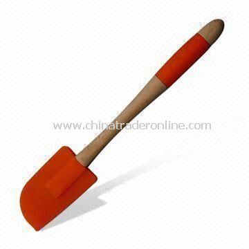 Silicone Spatula with Wooden Handle, 33.5cm of Length, FDA-/LMBG-certified from China