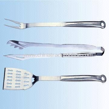Stainless Steel Barbecue Set including Spatula, Fork and Tong