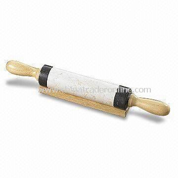 18-inch Champagne Marble Rolling Pin with Charcoal Bands and Easy to Clean Feature from China