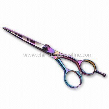 Hair Dressing Scissors, Made of Japanese Steel, with Titanium Surface and Convex Blade from China