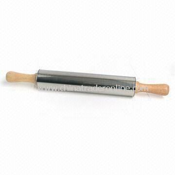 Rolling Pin with S/S Body, Made of Wooden Material
