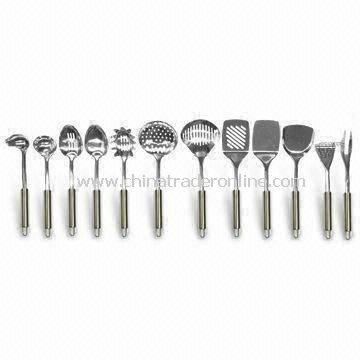 Stainless Steel Kitchen Tool Set, Includes Whisk, Pasta Fork, Tong, and Solid Turner from China