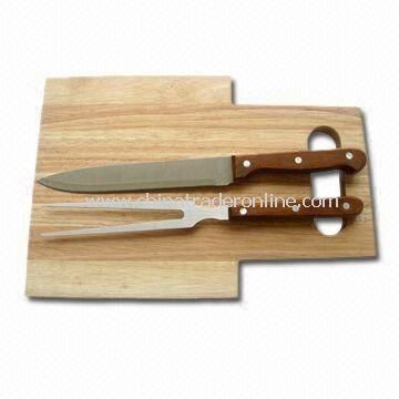 3-piece Kitchen Knife Set with Wooden Cutting Board