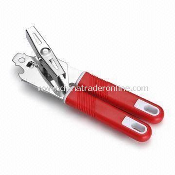 Red Can Opener with PP Handle and Electroplating Material, Measures 19.2 x 5cm
