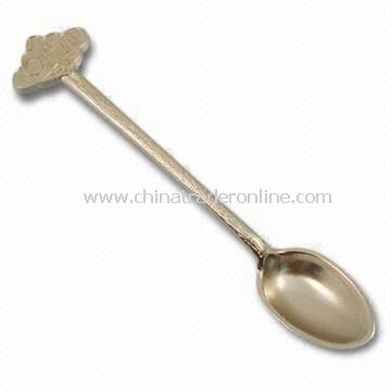 Food Spoon, Made of Zinc Alloy Material, with Silver, Gold or Bronze Finish, Comes in Enamel Color from China