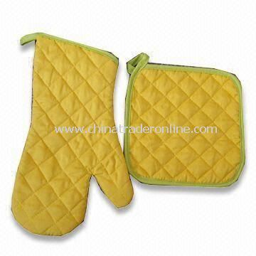 2 Pieces Oven Mitts, Includes Pot Holder, Customized Designs and Sizes are Accepted from China