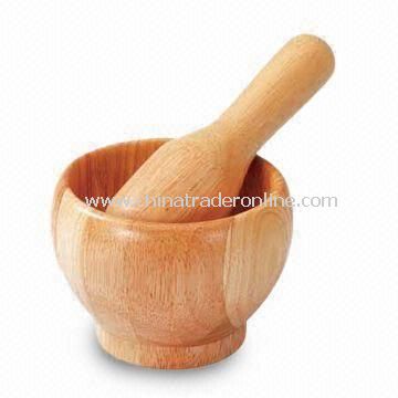 Eco-friendly Rubber Wood Motars and Pestles, with Natural Color Varnished, Competitive Price