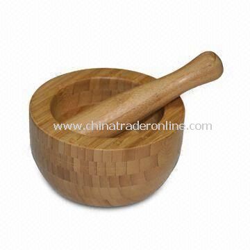 Bamboo Mortar and Pestle Set, Different Sizes are Available from China