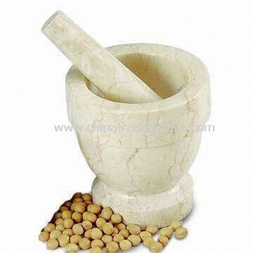 Mortar and Pestle, Customized Specifications are Welcome, Made of Champagne Marble from China