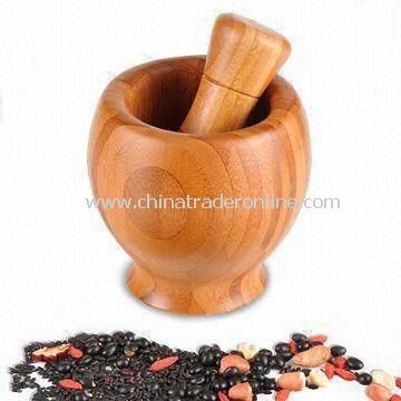 Mortar and Pestle, Made of Bamboo, Suitable for Grinding Spices