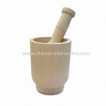 Mortar and Pestle, Made of Lotus Wood, Different Designs are Available from China