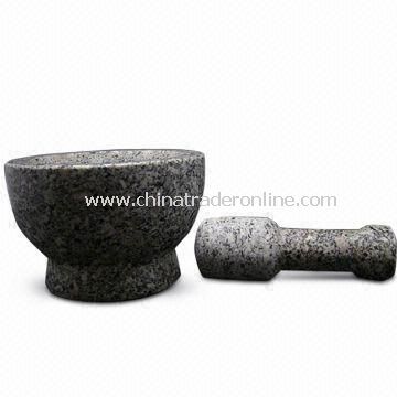 Mortar with Stick, Made of Granite, Ideal for Housewares