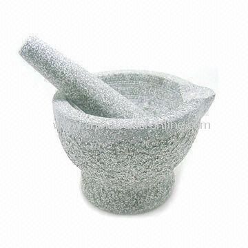 Mortar with Stick, Made of Granite, Measuring 14.3 x 11.2 x 10.5cm