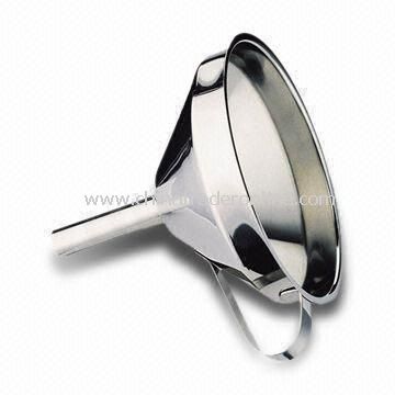 Stainless Steel Funnel with Strainer, Polished Stainless Steel, Dishwasher Safe