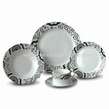 30 Pieces Dinner Set with Decal, Made of Porcelain, Available in Various Sizes