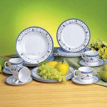 Melamine Dinner Set, Pure White Color and Customized Designs, Sizes and Shapes Available