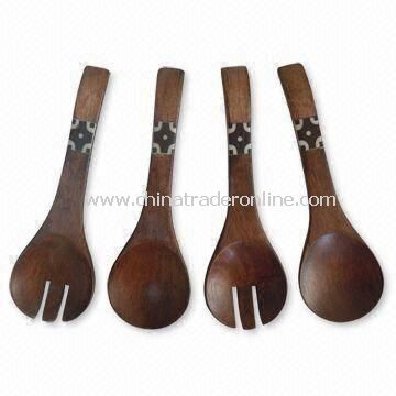 Wooden Salad Server Set, Made of Oak Wood with Paint