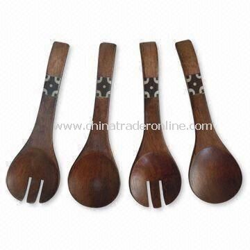 Wooden Salad Server Set, Made of Oak Wood with Paint from China