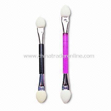 Eyeshadow Brushes in Double-head Type with Plastic Handle, Sponge and Aluminum Ferrule