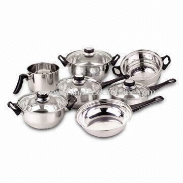 11-piece Stainless Steel Cookware Set, Includes Milkpot, Steamer, Saucepan, Casserole and Frypan