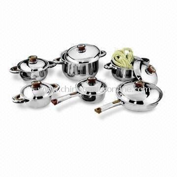 12-piece Stainless Steel Cookware Set with Frying pan and 24 x 13.5cm Saucepot from China