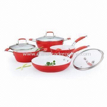 7 Pieces Forged Non-stick Cookware Set with Stainless Steel Lid, Made of Aluminum from China