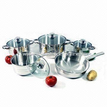 Stainless Steel 304 Cookware Set with Lid and 0.5mm Body Thickness