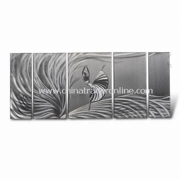 Metal Wall Crafts/Aluminum Board Painting with Two Hanging Holes and Cover Velvet at Back