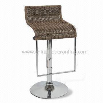 Bar Stool, Made of Cane, Chrome Base and Gas Lift