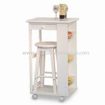 Kitchen Cart with Three Chromed Basket s and One Drawer, Customized Colors are Welcome