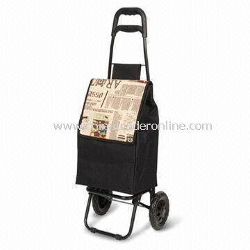 Plastic-coated Shopping Cart with Bag, Made of Steel Tube, Nylon, Measures 94.5 x 36 x 30cm