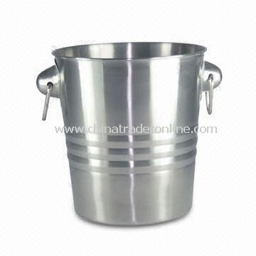 304/202 Stainless Steel Ice Bucket with Mirror Finish, Measures 18.6 x 14 x 20cm